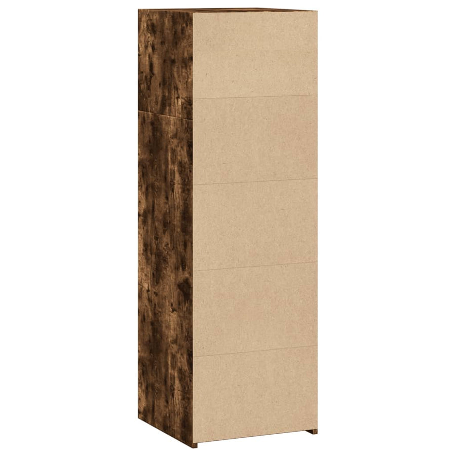 Hoge kast 40x41x124 cm bewerkt hout gerookt eikenkleurig
