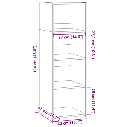 Hoge kast 40x41x124 cm bewerkt hout gerookt eikenkleurig