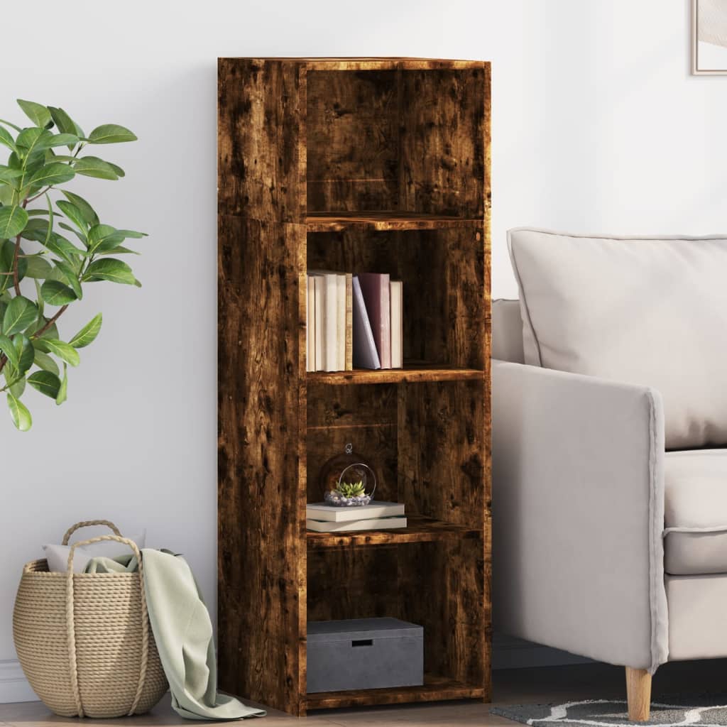 Hoge kast 40x41x124 cm bewerkt hout gerookt eikenkleurig