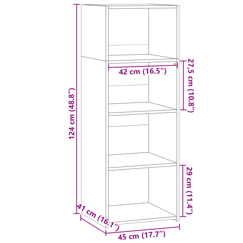 Hoge kast 45x41x124 cm bewerkt hout wit