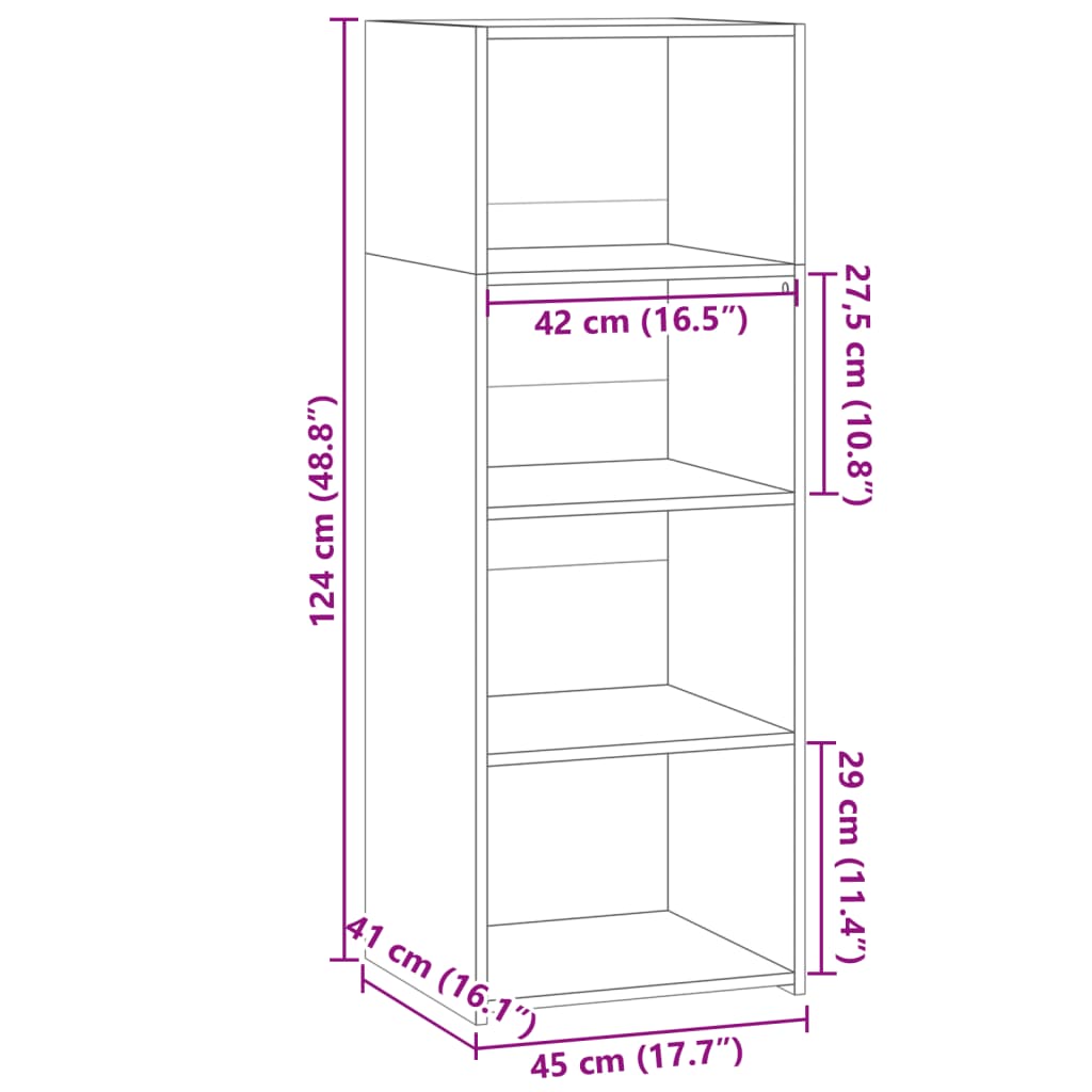 Hoge kast 45x41x124 cm bewerkt hout sonoma eikenkleurig