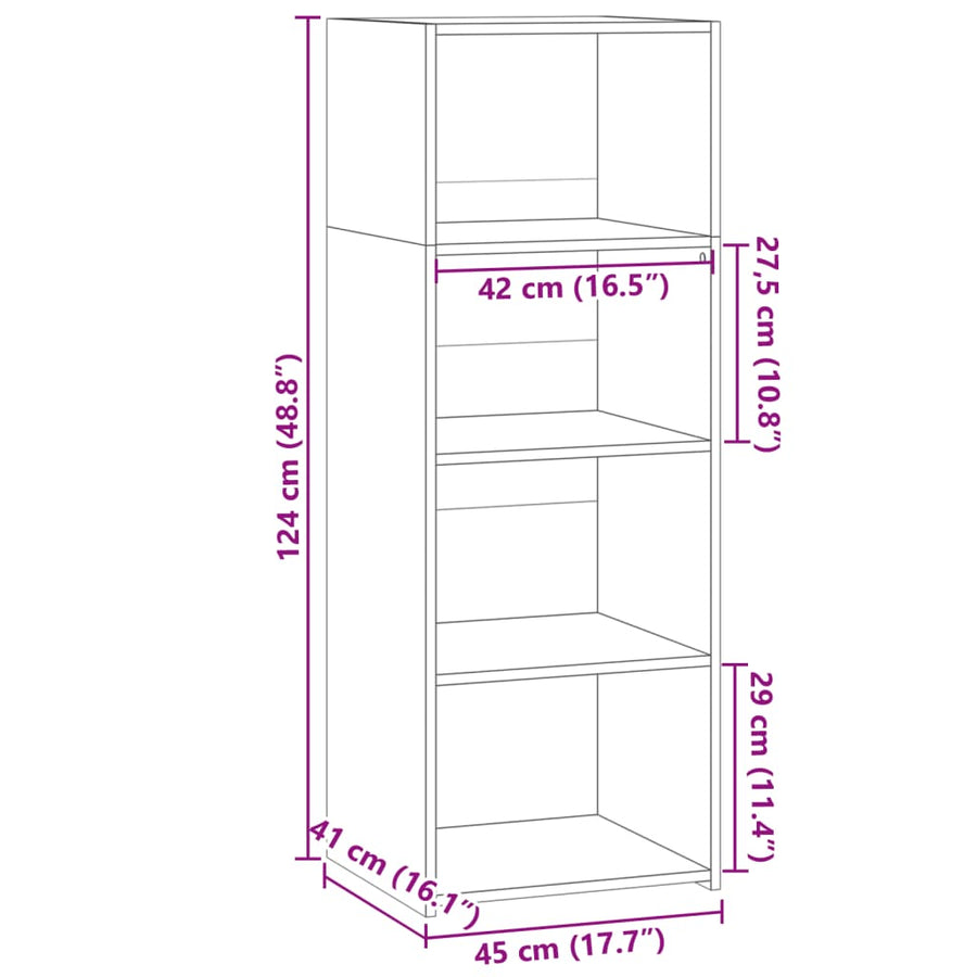 Hoge kast 45x41x124 cm bewerkt hout sonoma eikenkleurig