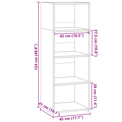 Hoge kast 45x41x124 cm bewerkt hout grijs sonoma eikenkleurig
