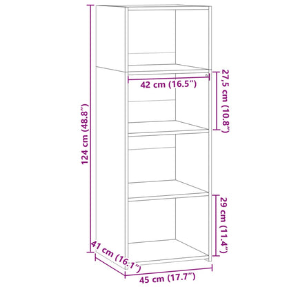 Hoge kast 45x41x124 cm bewerkt hout bruin eikenkleurig