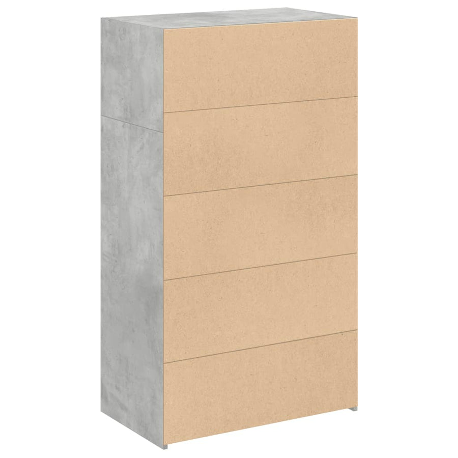 Hoge kast 70x41x124 cm bewerkt hout betongrijs