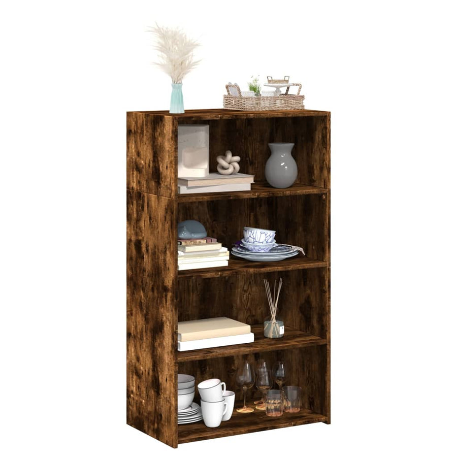 Hoge kast 70x41x124 cm bewerkt hout gerookt eikenkleurig