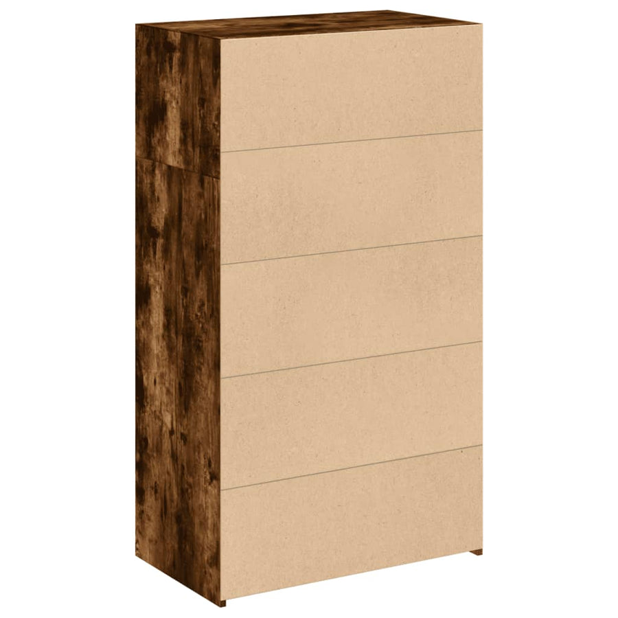 Hoge kast 70x41x124 cm bewerkt hout gerookt eikenkleurig