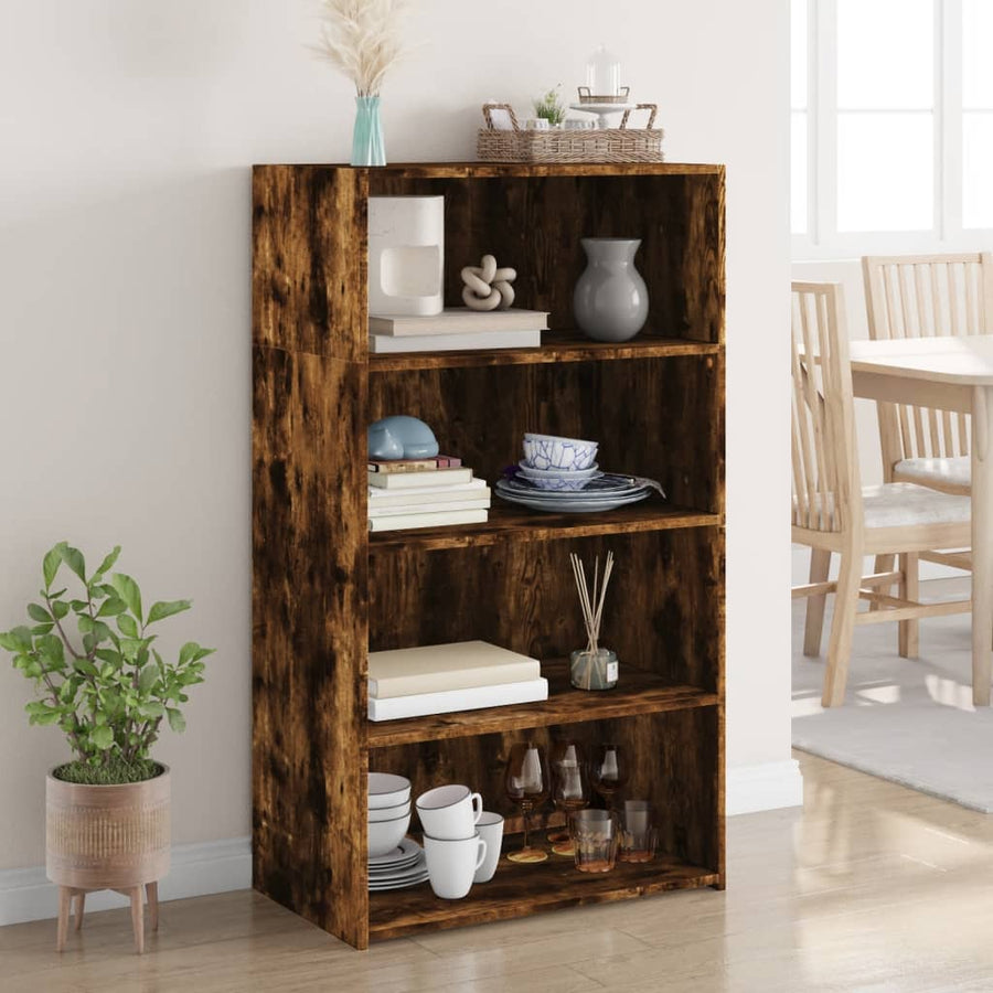 Hoge kast 70x41x124 cm bewerkt hout gerookt eikenkleurig