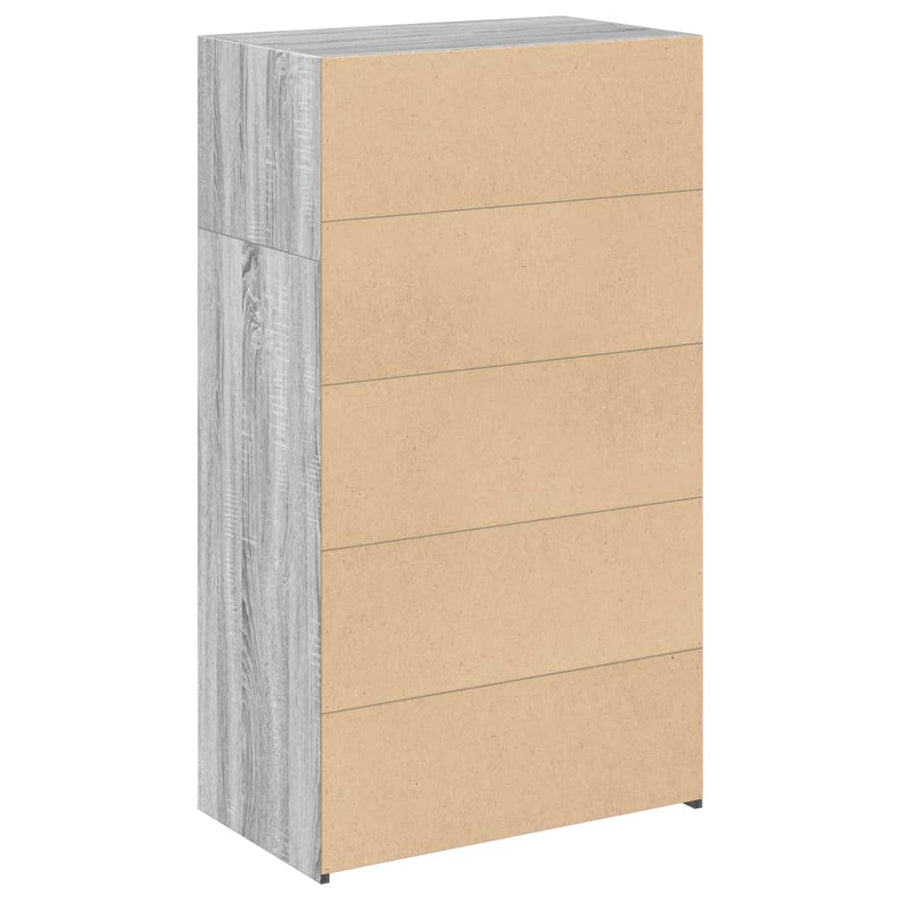 Hoge kast 70x41x124 cm bewerkt hout grijs sonoma eikenkleurig