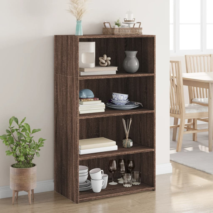 Hoge kast 70x41x124 cm bewerkt hout bruin eikenkleur