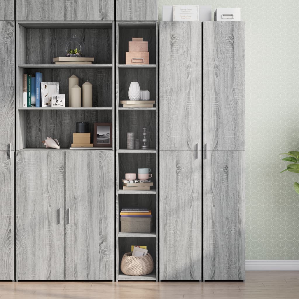 Hoge kast 30x41x185 cm bewerkt hout grijs sonoma eikenkleurig
