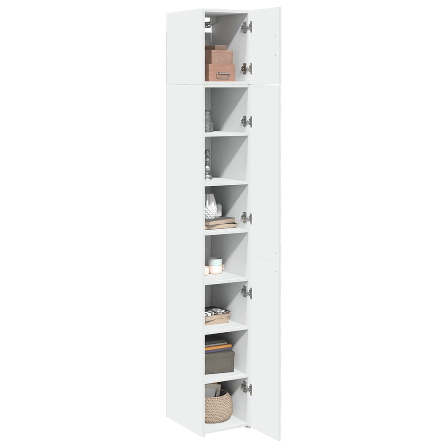 Opbergkast smal 30x42,5x225 cm bewerkt hout wit