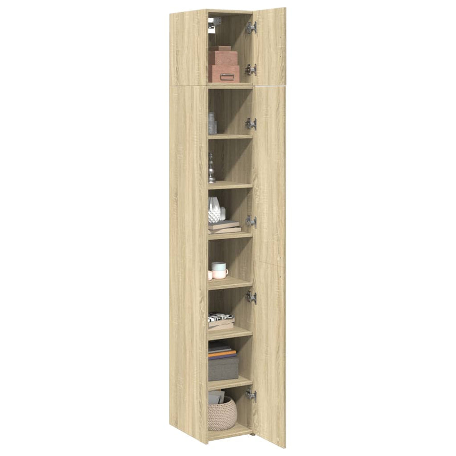Opbergkast smal 30x42,5x225 cm bewerkt hout sonoma eikenkleurig