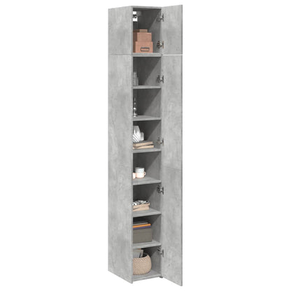 Opbergkast smal 30x42,5x225 cm bewerkt hout betongrijs