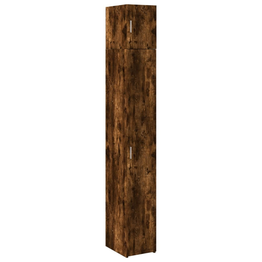 Opbergkast smal 30x42,5x225 cm bewerkt hout gerookt eikenkleur