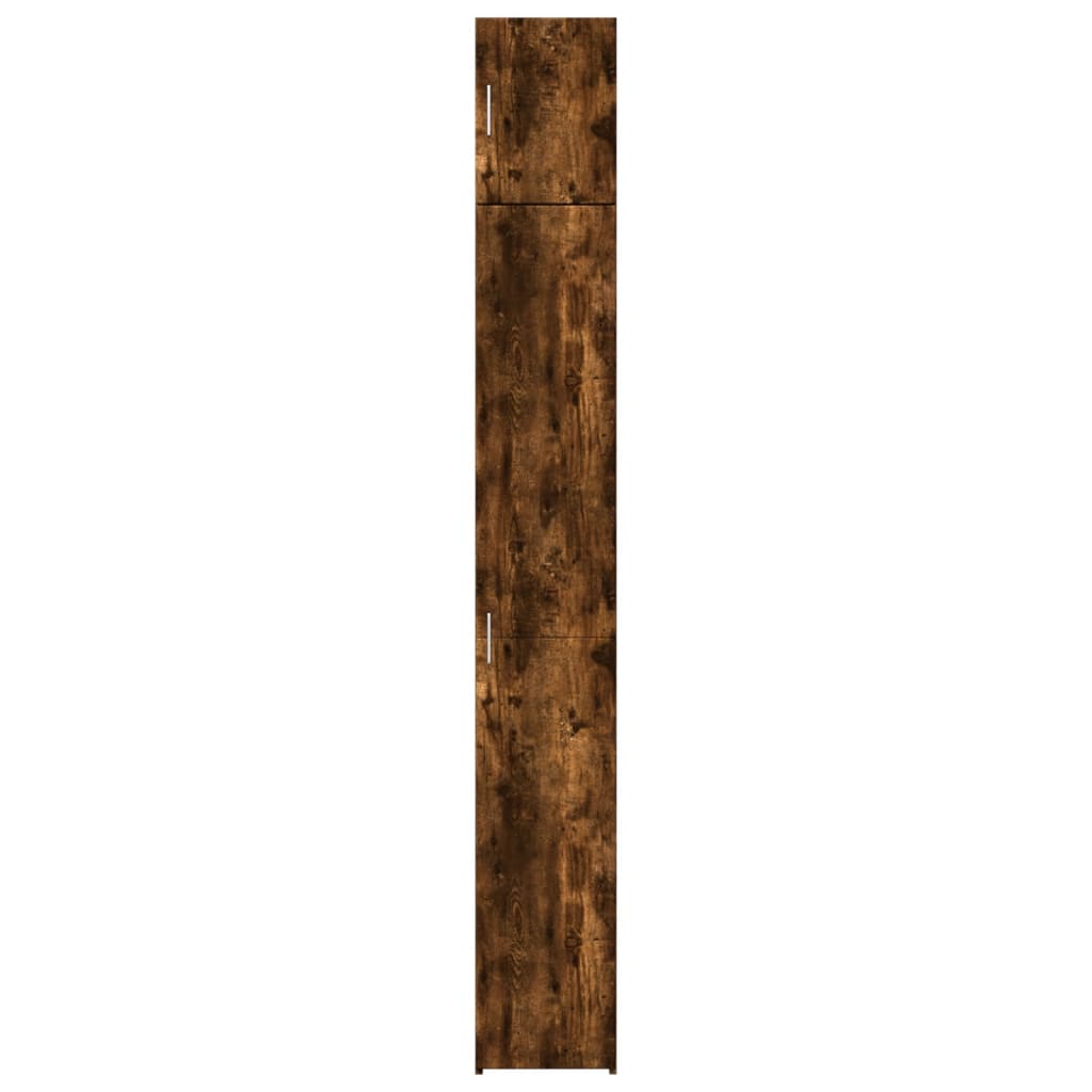 Opbergkast smal 30x42,5x225 cm bewerkt hout gerookt eikenkleur
