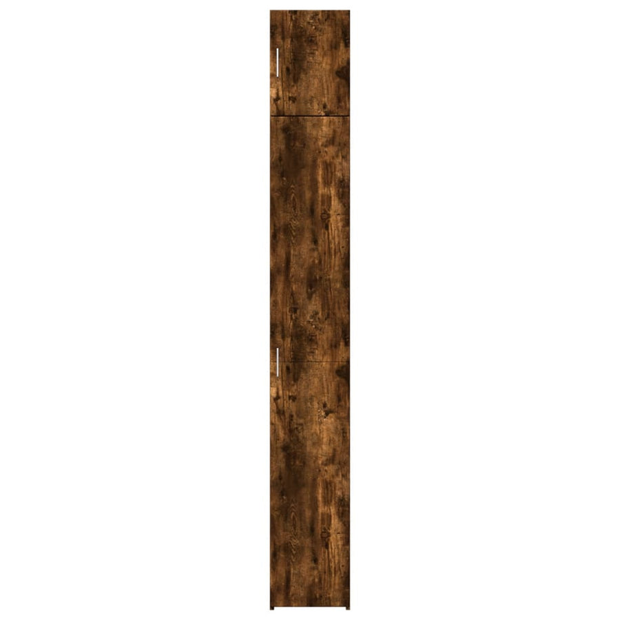 Opbergkast smal 30x42,5x225 cm bewerkt hout gerookt eikenkleur