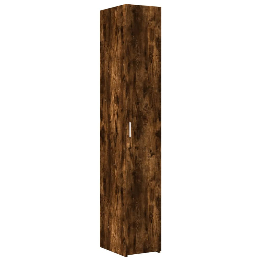 Opbergkast smal 30x42,5x225 cm bewerkt hout gerookt eikenkleur