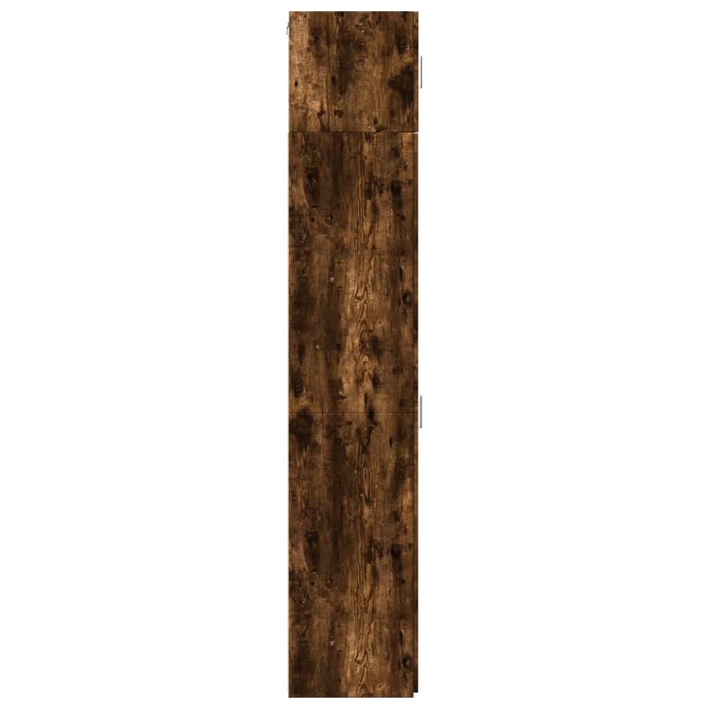 Opbergkast smal 30x42,5x225 cm bewerkt hout gerookt eikenkleur