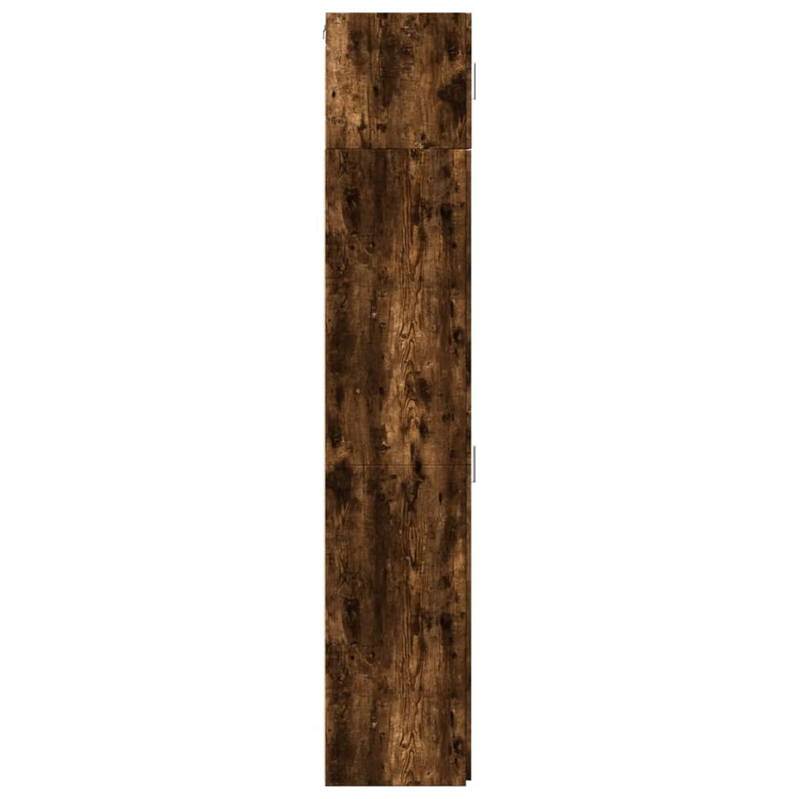 Opbergkast smal 30x42,5x225 cm bewerkt hout gerookt eikenkleur