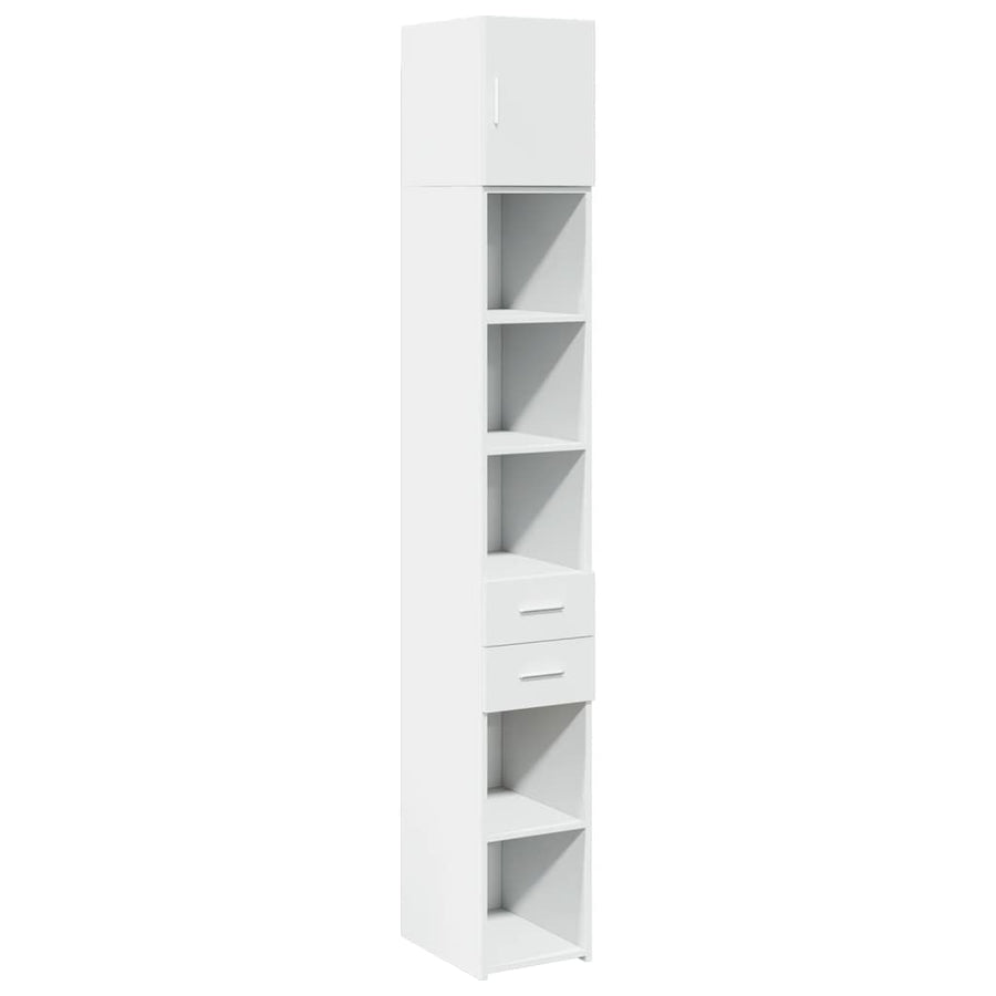 Opbergkast smal 30x42,5x225 cm bewerkt hout wit
