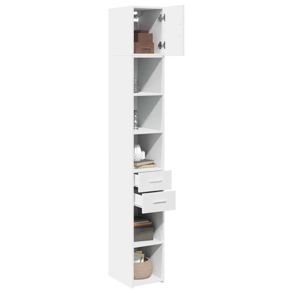 Opbergkast smal 30x42,5x225 cm bewerkt hout wit