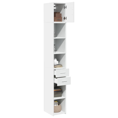 Opbergkast smal 30x42,5x225 cm bewerkt hout wit