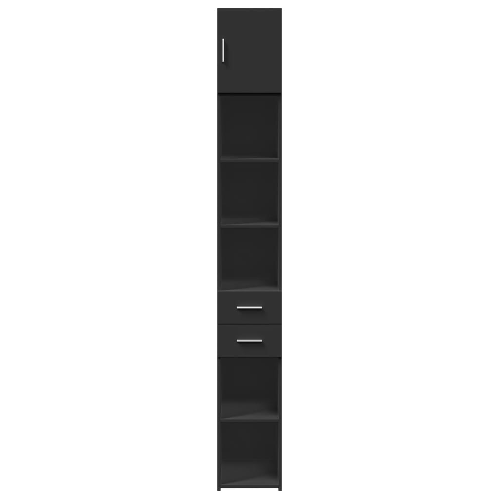 Opbergkast smal 30x42,5x225 cm bewerkt hout zwart