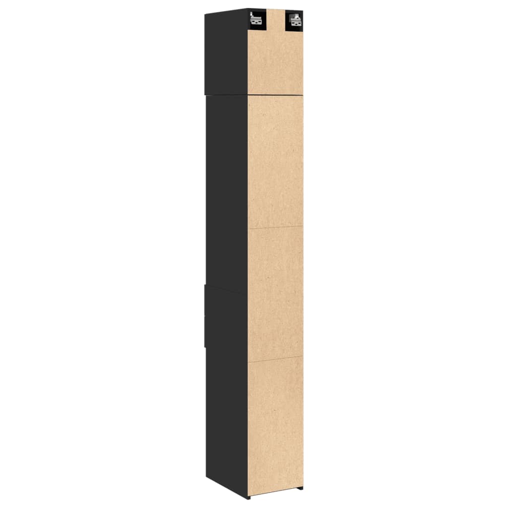 Opbergkast smal 30x42,5x225 cm bewerkt hout zwart