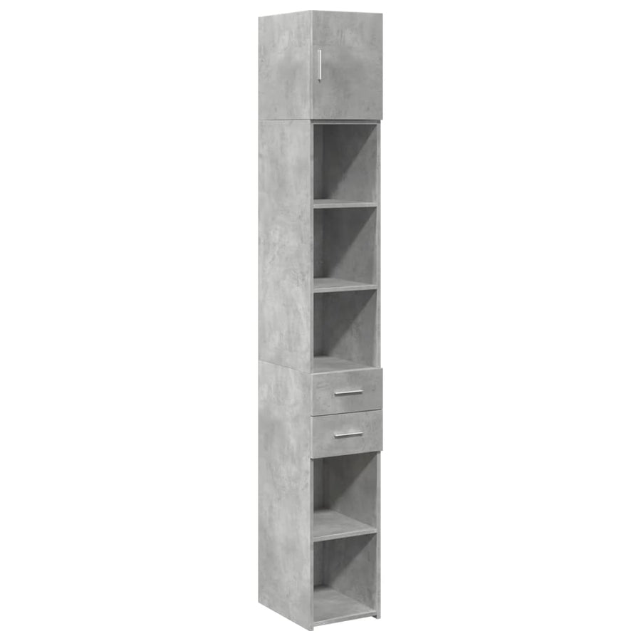 Opbergkast smal 30x42,5x225 cm bewerkt hout betongrijs