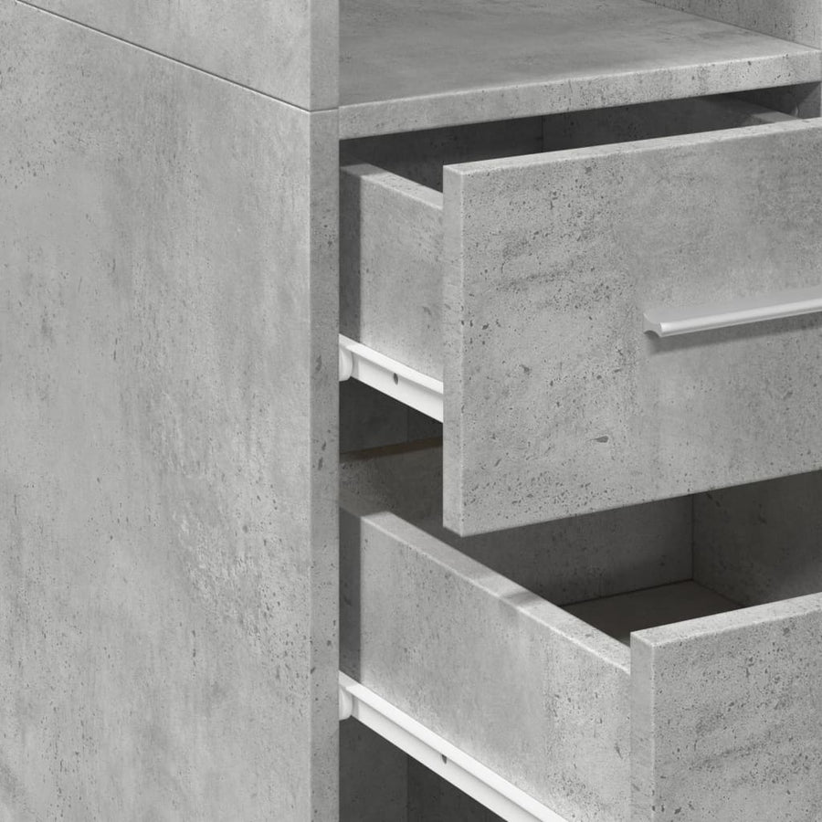 Opbergkast smal 30x42,5x225 cm bewerkt hout betongrijs