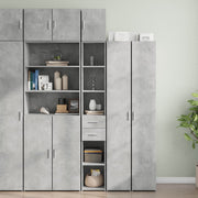 Opbergkast smal 30x42,5x225 cm bewerkt hout betongrijs muurbevestiging