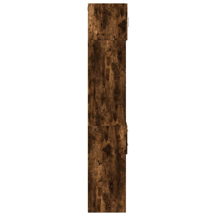 Opbergkast smal 30x42,5x225 cm bewerkt hout gerookt eikenkleur