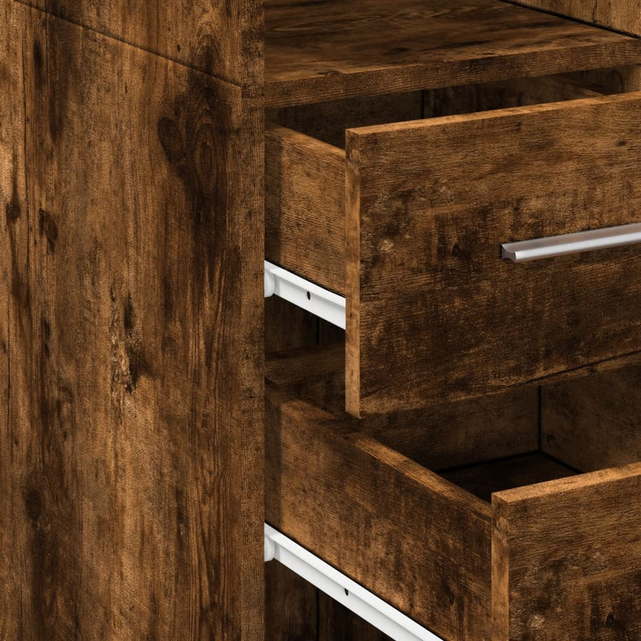 Opbergkast smal 30x42,5x225 cm bewerkt hout gerookt eikenkleur