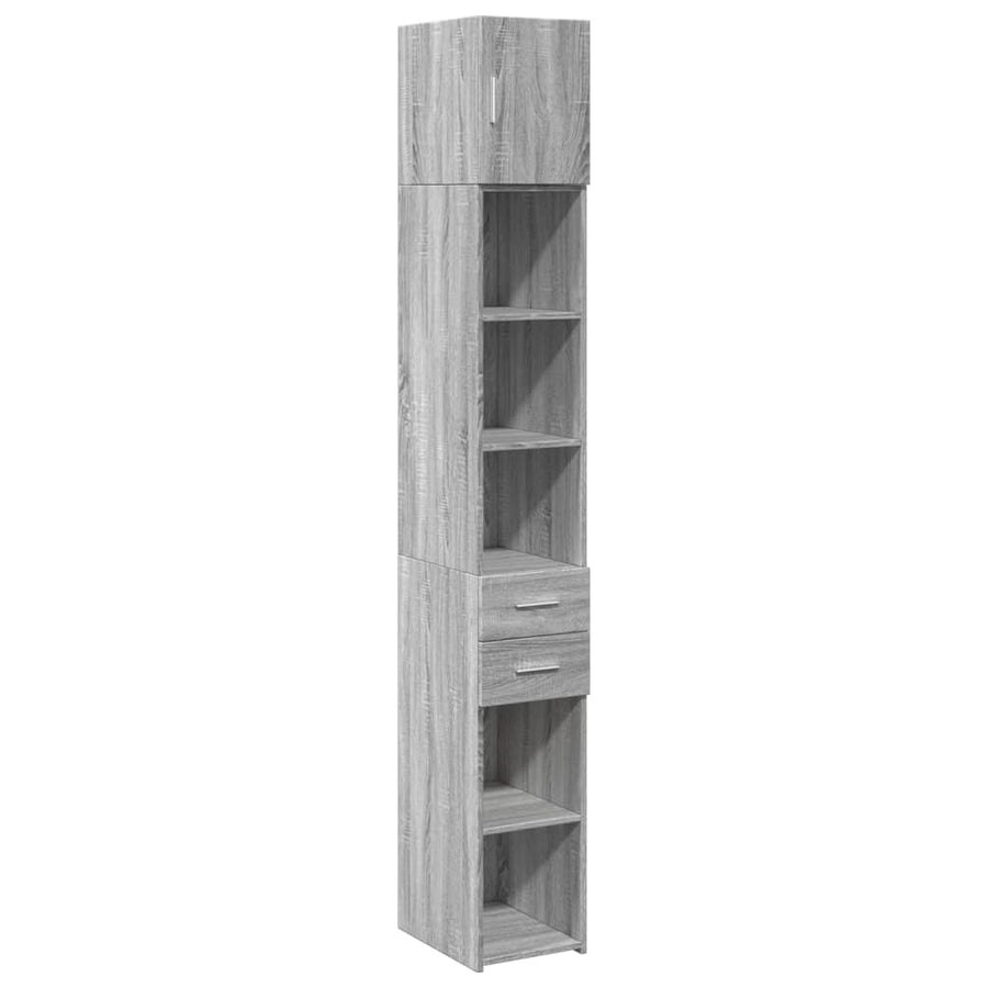 Opbergkast smal 30x42,5x225 cm bewerkt hout grijs sonoma eiken