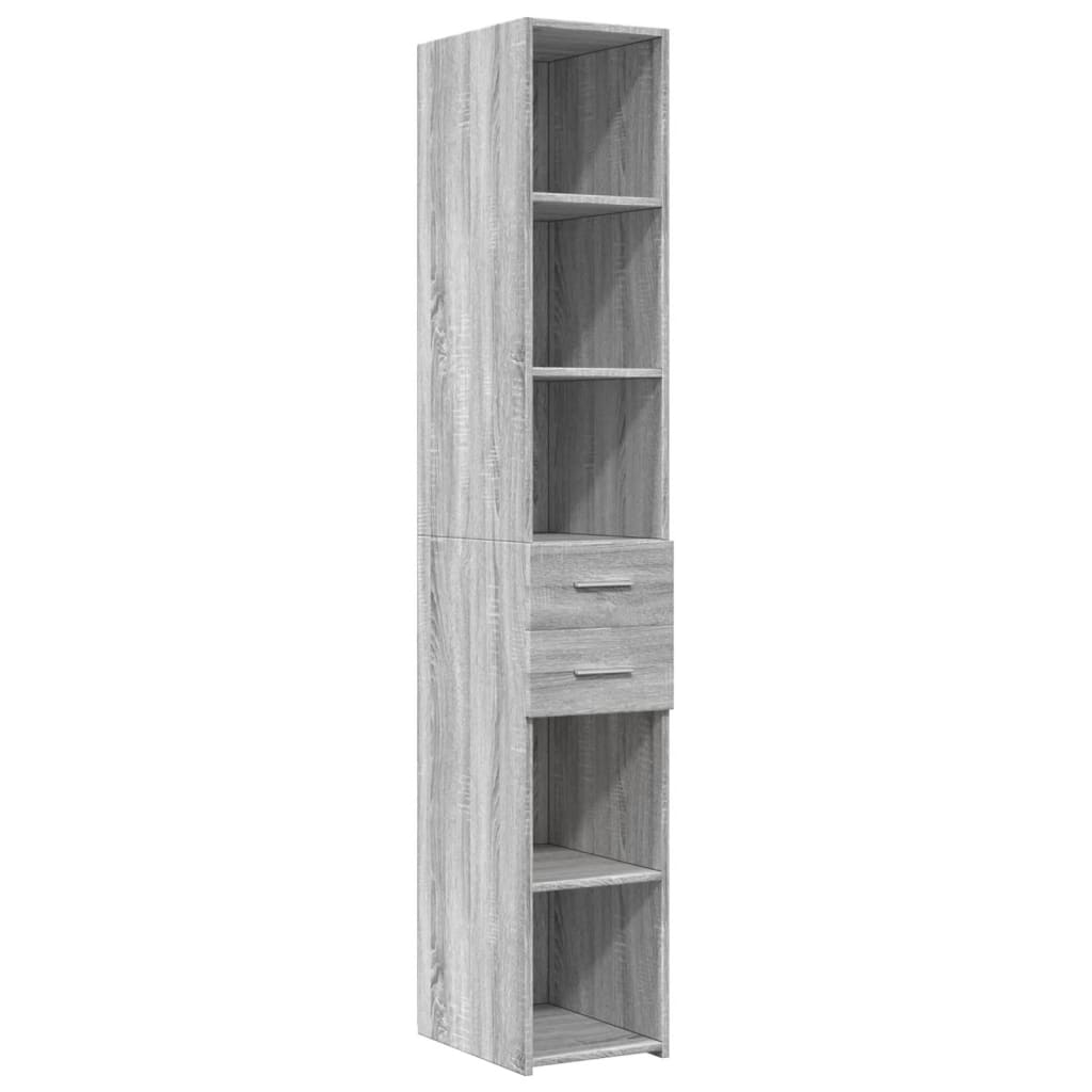 Opbergkast smal 30x42,5x225 cm bewerkt hout grijs sonoma eiken