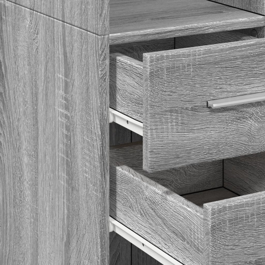 Opbergkast smal 30x42,5x225 cm bewerkt hout grijs sonoma eiken