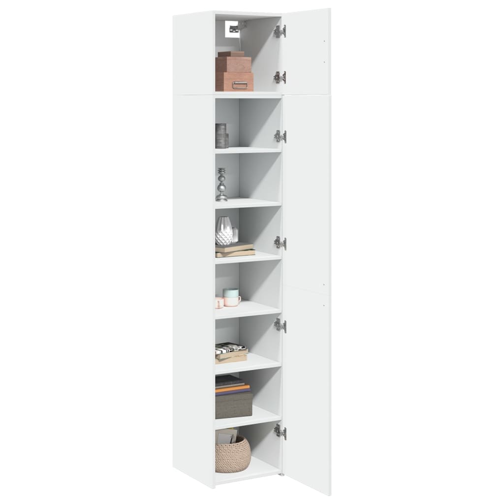 Opbergkast Smal 40X42,5X225 Cm Bewerkt Hout Wit