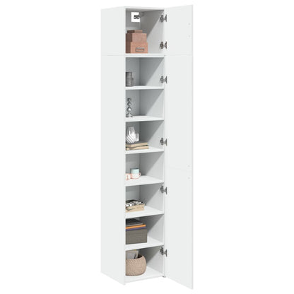 Opbergkast Smal 40X42,5X225 Cm Bewerkt Hout Wit