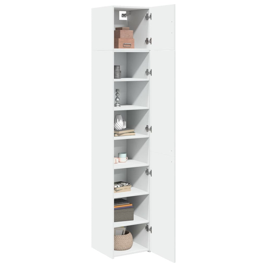Opbergkast Smal 40X42,5X225 Cm Bewerkt Hout Wit