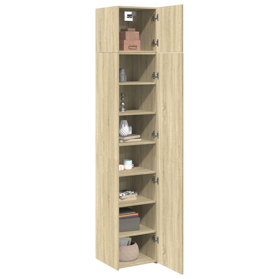Opbergkast Smal 40X42,5X225 Cm Bewerkt Hout Kleurig Sonoma eiken