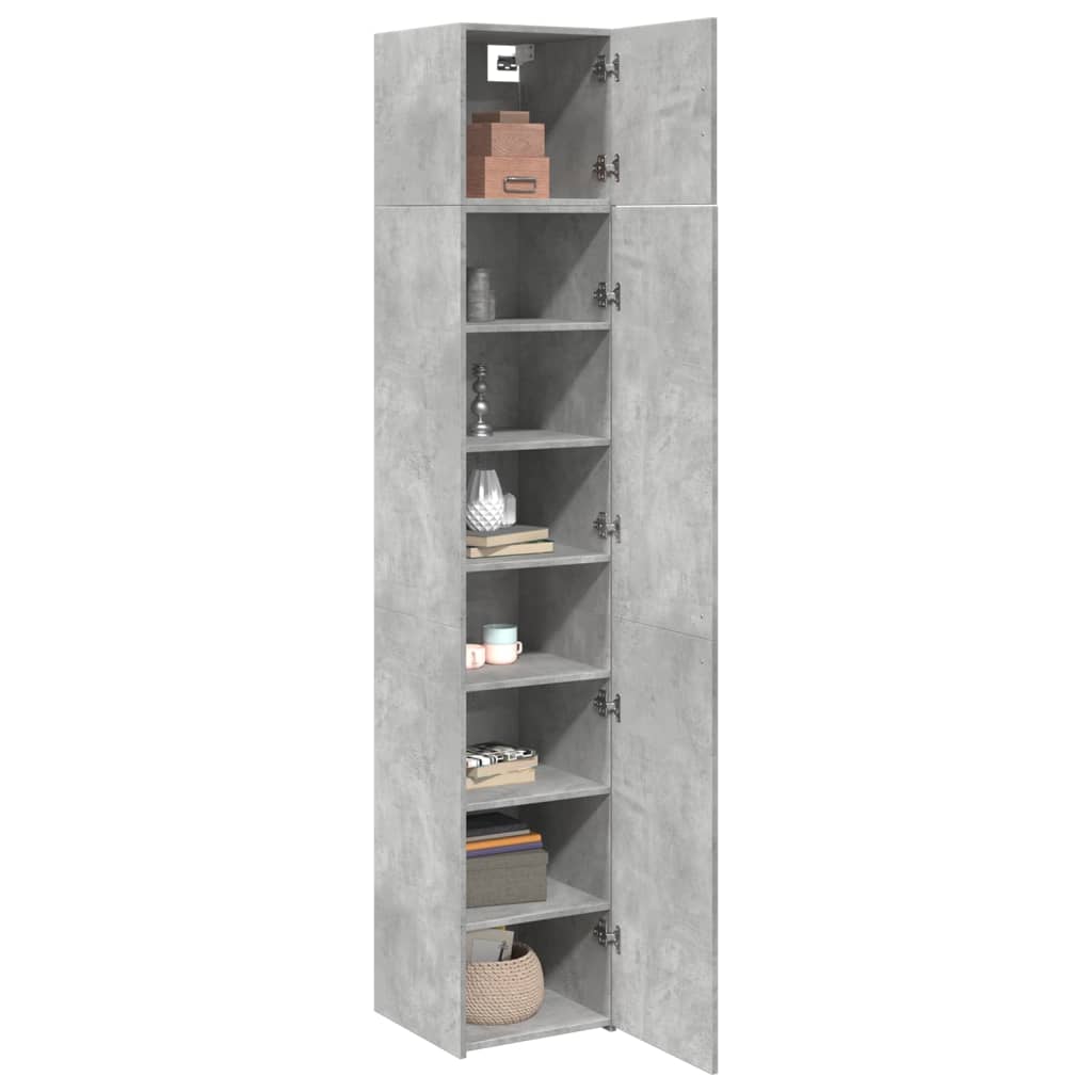 Opbergkast Smal 40X42,5X225 Cm Bewerkt Hout 1 40 x 42.5 x 225 cm Betongrijs