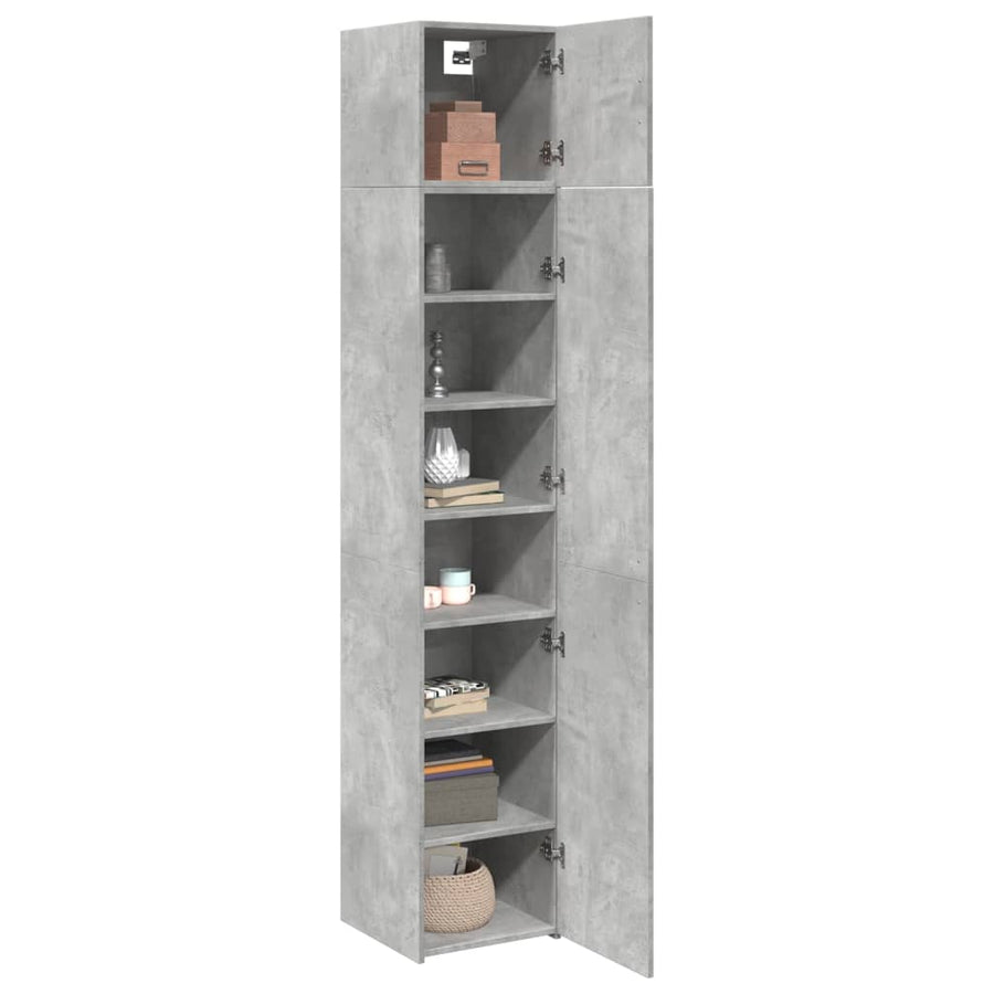 Opbergkast Smal 40X42,5X225 Cm Bewerkt Hout 1 40 x 42.5 x 225 cm Betongrijs