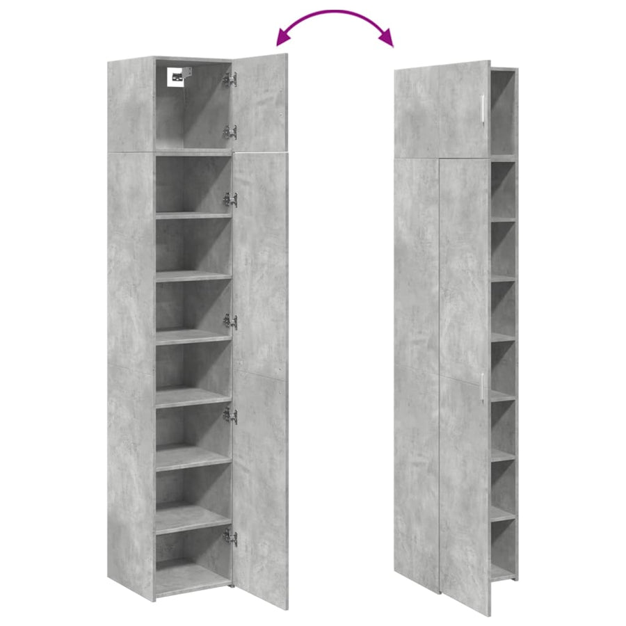 Opbergkast Smal 40X42,5X225 Cm Bewerkt Hout 1 40 x 42.5 x 225 cm Betongrijs