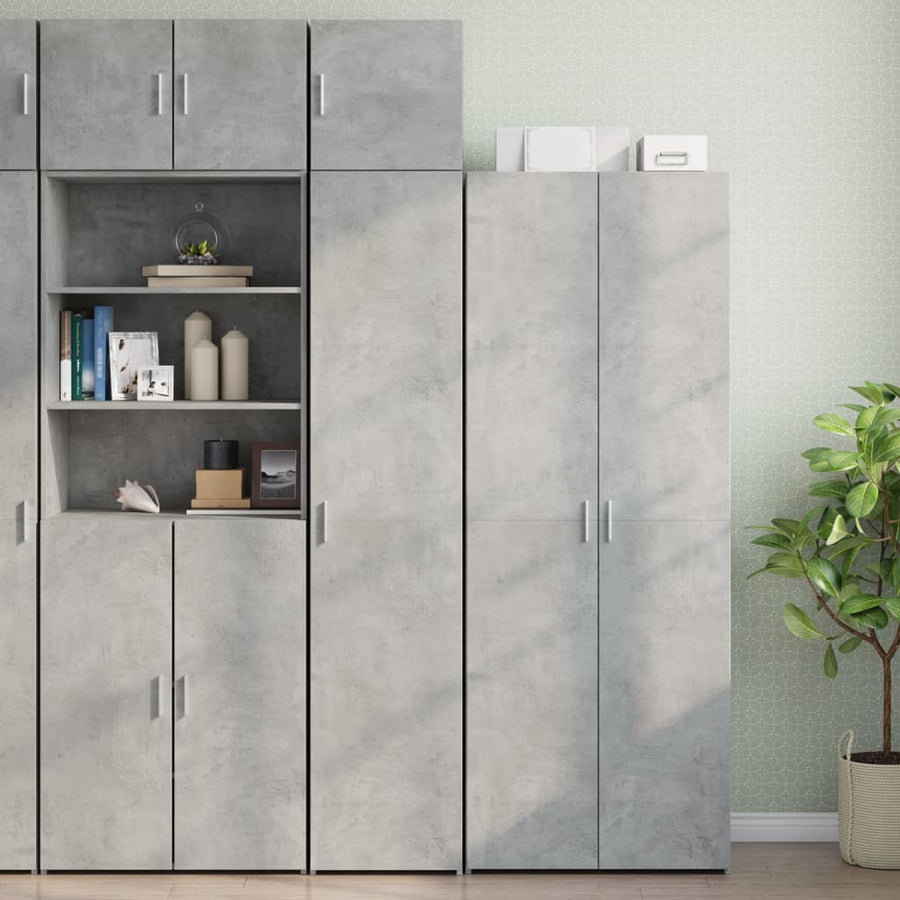 Opbergkast Smal 40X42,5X225 Cm Bewerkt Hout 1 40 x 42.5 x 225 cm Betongrijs