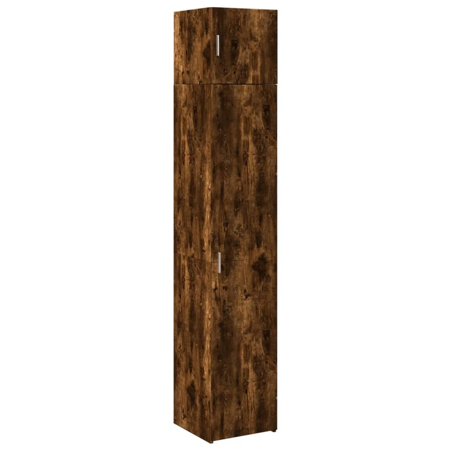 Opbergkast smal 40x42,5x225 cm bewerkt hout gerookt eikenkleur