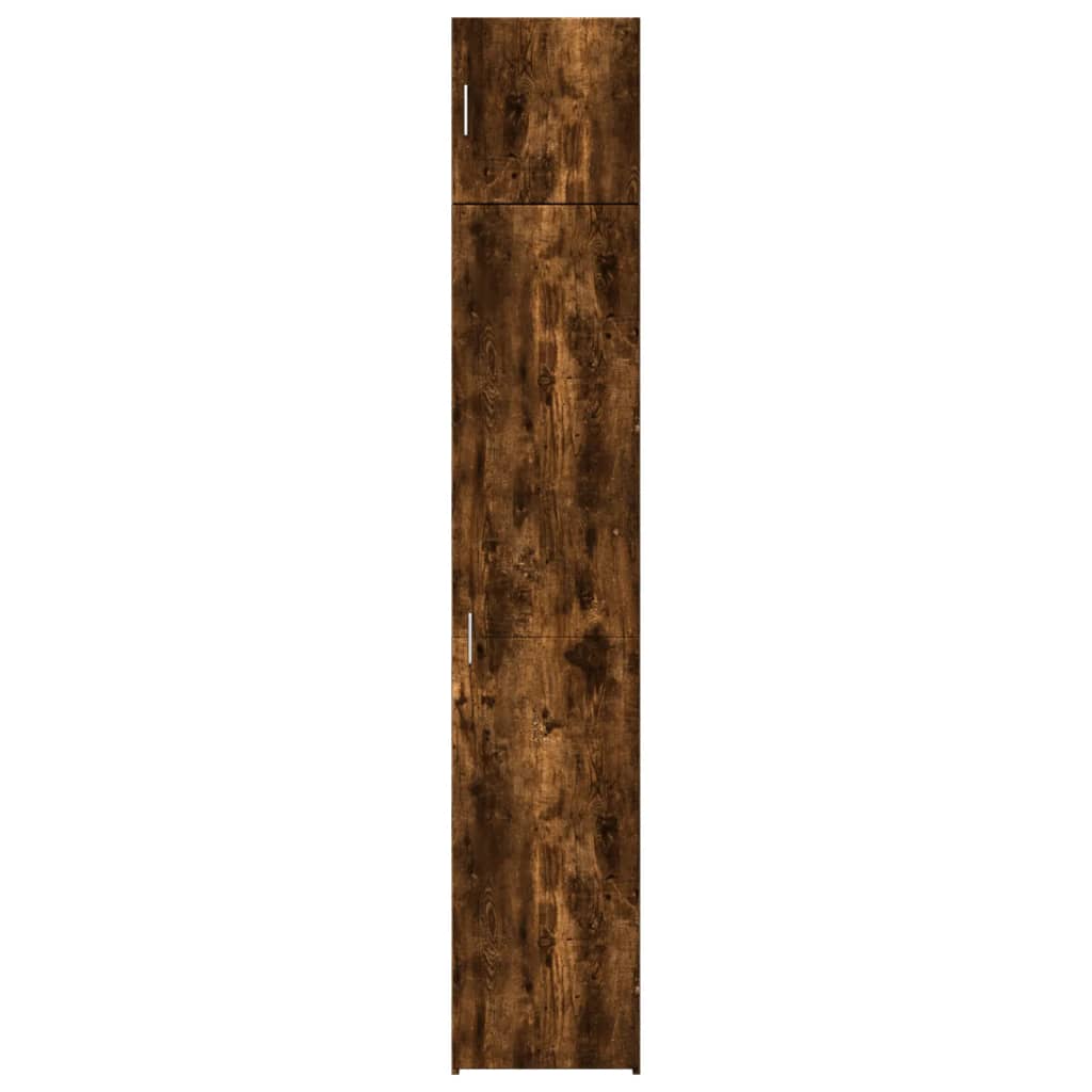 Opbergkast smal 40x42,5x225 cm bewerkt hout gerookt eikenkleur
