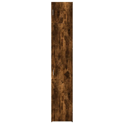 Opbergkast smal 40x42,5x225 cm bewerkt hout gerookt eikenkleur