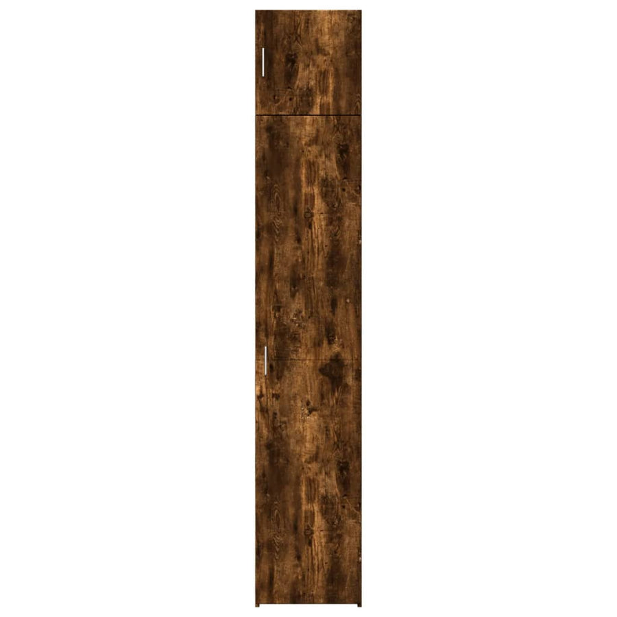 Opbergkast smal 40x42,5x225 cm bewerkt hout gerookt eikenkleur