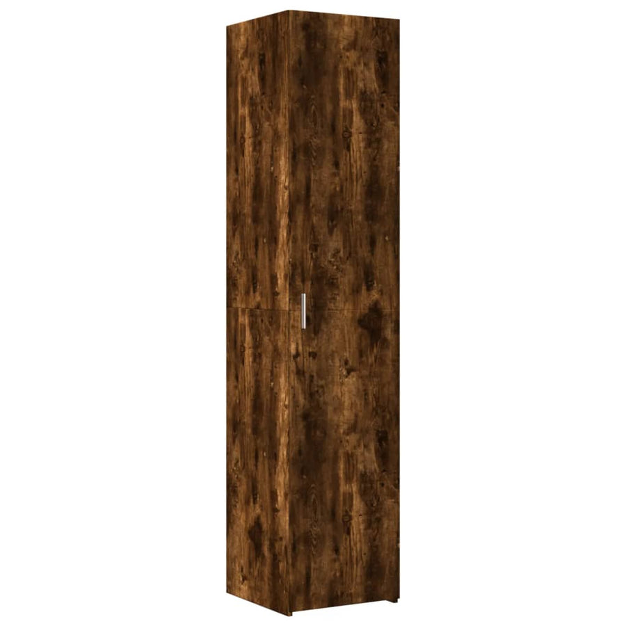 Opbergkast smal 40x42,5x225 cm bewerkt hout gerookt eikenkleur